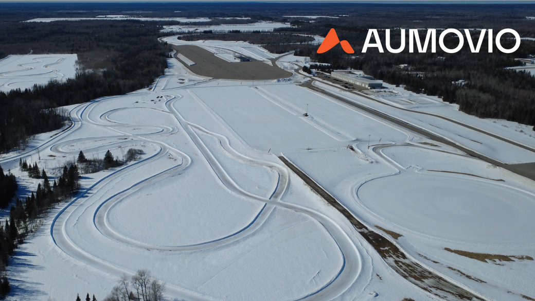 Test track from drone view of Brimley winter test track