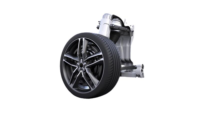 Vehicle snippet with focus on tire with steering function
