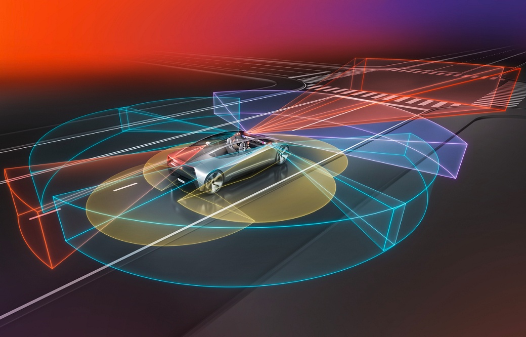 In Fahrzeugen verbaute Kameras mit verschiedenen Sichtfeldern und Reichweiten erkennen die Umgebung präzise – eine Schlüsseltechnologie für das assistierte und automatisierte Fahren.