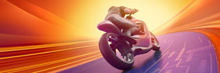 Futuristic bike rear view driving away