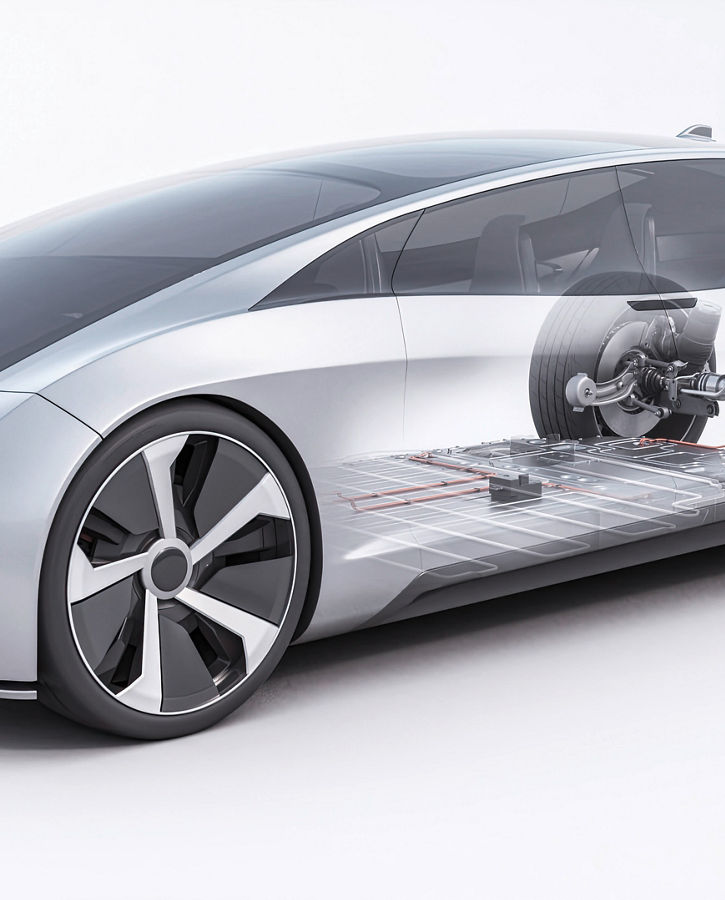Image of AUMOVIO's semi-transparent eRTS sensor technology concept car. E-Motor Rotor Temperature Sensor (eRTS) technology offers more precise alternative to algorithm-based heat projection in permanent magnet synchronous EV motors.