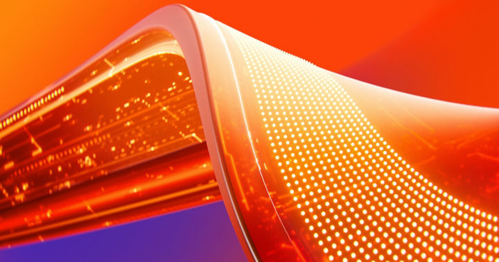 A generic orange-yellow wave on an orange and purple background