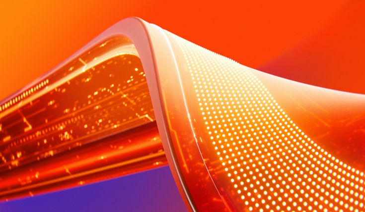 A generic orange-yellow wave on an orange and purple background