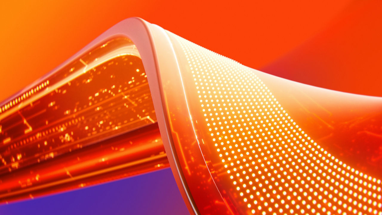 A generic orange-yellow wave on an orange and purple background