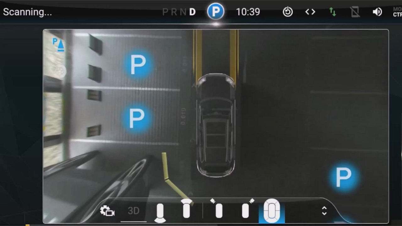Backward parking video of a parking maneuver which is realized based on lines and wheel stoppers. Our AI-based algorithm recognizes different types of wheel stoppers and during the parking maneuver displays to the driver that they have been detected accordingly.