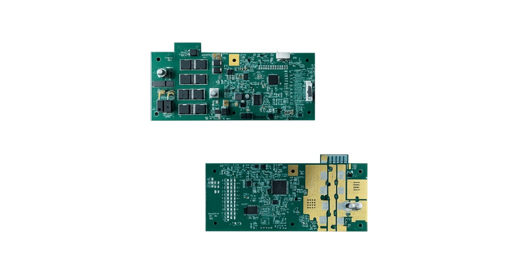 Picture of Battery Management Systems (BMS) circuit boards. Our Battery Management System (BMS) continuously monitors and controls the cells in the battery to ensure optimal performance, maximum efficiency, and safe operation across all driving conditions.