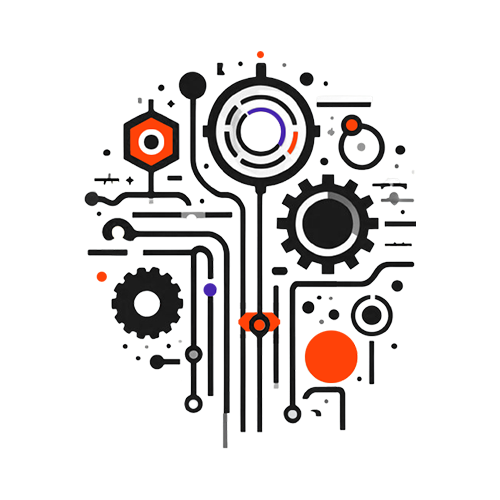 Icon image of a board illustration with multiple gears as a visualization for AI tools enable seamless information sharing and collaboration across teams, enhancing AUMOVIO's agile culture.