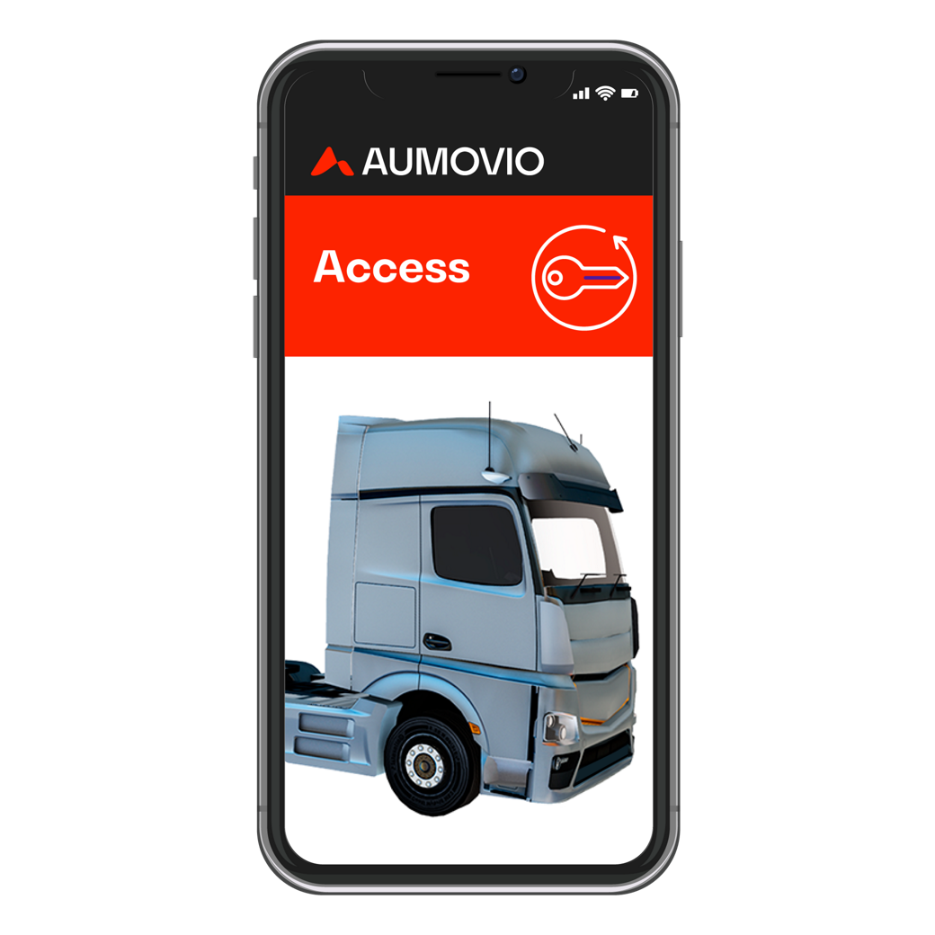 Das Bild zeigt ein Smartphone, auf dem der digitale Zugangscode CoSmA@CV zum Öffnen eines LKWs angezeigt wird.