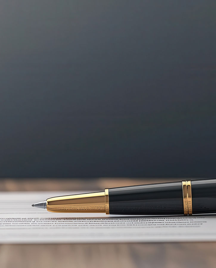 Business contract, signed with a pen, 3D illustration, copy space for text,