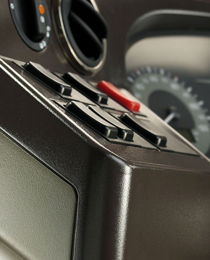 Close-up of a dashboard tablet in a bus or truck from AUMOVIO's Driver's Workplace+