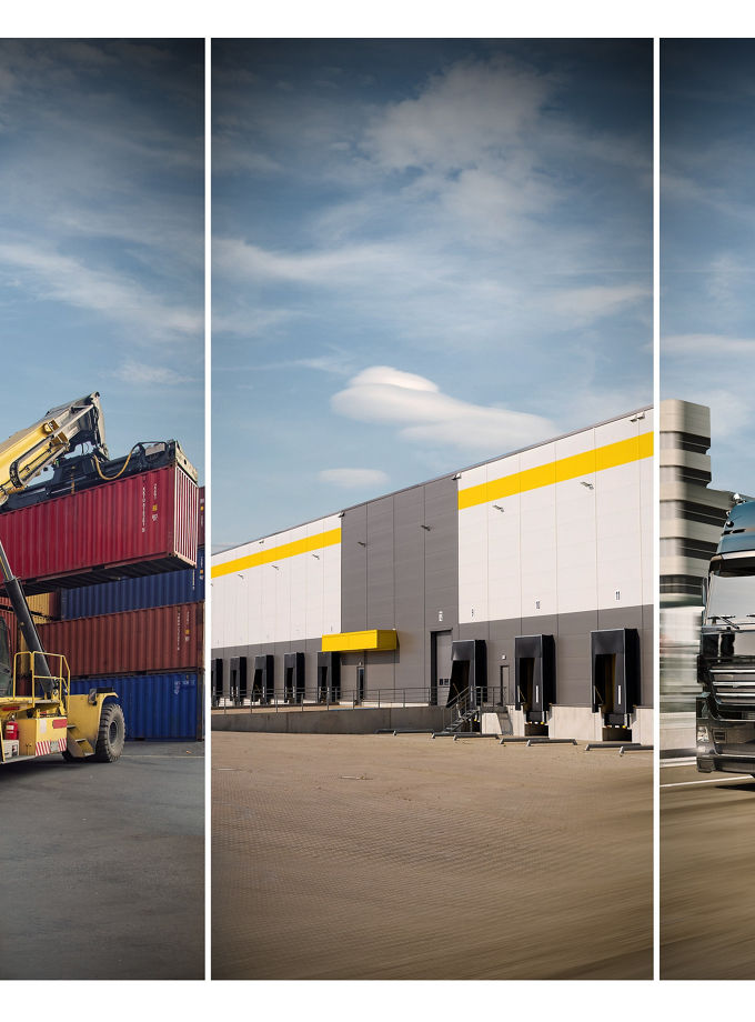 The image shows a wide variety of automotive sectors in which AUMOVIO manufactures off-the-shelf products