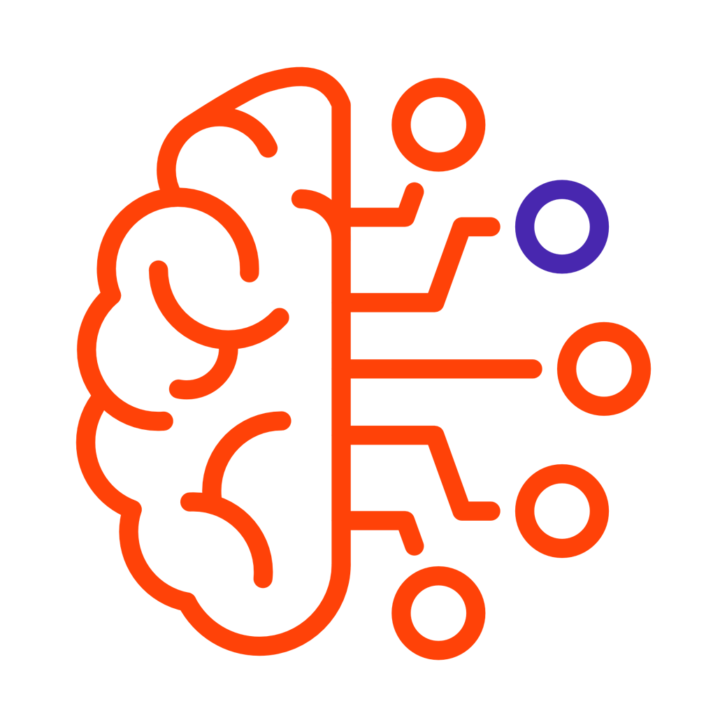 Icon of a brain connected to a neural network circuit