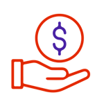 Icon of a hand holding a dollar sign inside a circle, meaning of procurement