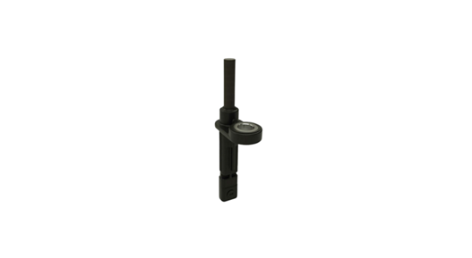 Close-up view of two black wheel speed sensors with integrated mounting brackets and metallic inserts. One sensor has an extended rod design, while the other features a compact body, emphasizing redundancy for safety-critical automotive applications.