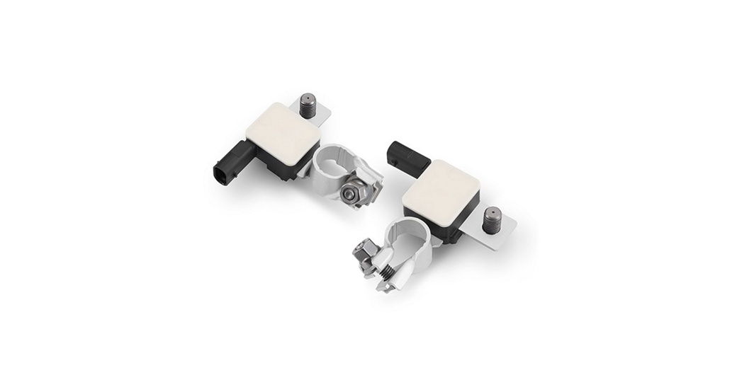 Picture of an Intelligent Battery Sensor (IBS). The shunt-type IBS delivers continuous, real-time insight into the condition of conventional 12-volt lead-acid batteries by monitoring critical parameters such as state of charge, power capability, and battery health. 