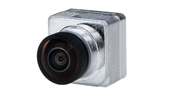 Product picture of the SVC300 camera. The camera family SVC300 is a scalable surround-view camera platform and serves as an enabler for parking assistance functions, starting with visualization functions up to automated parking.
