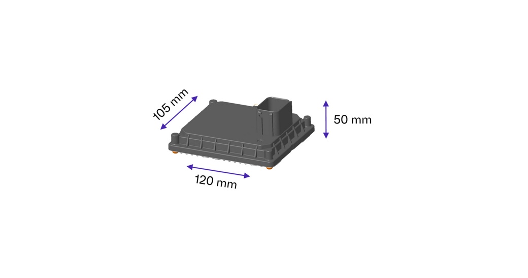 Picture of a Twin Motor Control with dimensions.  The Twin Motor Control solution enables precise and reliable control of a wide range of electric actuators.