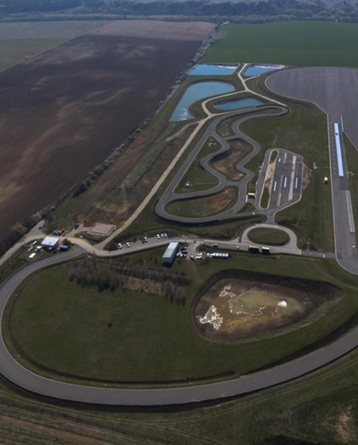 vehicle test track, drone view